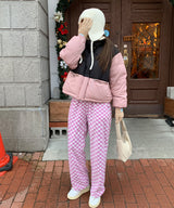 チェックフリースパンツ
