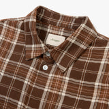 ストレンジャークラシックフィットコットン刺繍ロングスリーブシャツ (Brown Check)