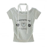 チェリー プリント レースTシャツ