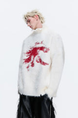 Faux Mink Mock Neck Knit Sweater