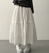 Leaf Waist Banding Line Flare Shirling Kang Kang Long Skirt