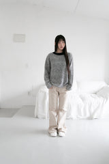 deep neck punching knit top(2colors)