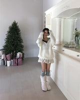 poin ribbon strap over-knee socks