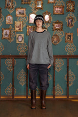 ロゴストライプロングスリーブTシャツ/ ブラック