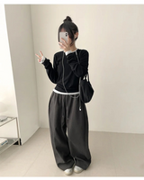 シア カラー マッチング レイヤード スリム ロングスリーブ Tシャツ