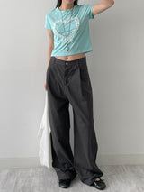 121 One Tuck Cotton Wide Pants