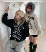 Loud Corduroy Stud Fur Hood Zip-Up