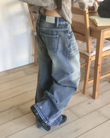 [MADE] Rabat Hem Snap Wide Denim Pants