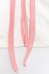 Logo Muffler V-neck Top Pink