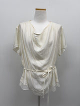 [Short Sleeve Version] Drape Color Matching Loose Fit Blouse