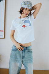 26SS★ Dolphin Pop Crop Short Sleeve Tee