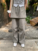 [MADE] Kaen Nylon Layered Skirt Banding Pants