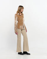Embroidered Velvet Slim Shirt _ BEIGE