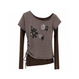 Sadie Stripe Flower Tie Tee