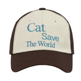 Cat Save The World ボールキャップ (Brown)