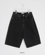 [unisex] ハチ ボーイフィット バミューダ デニムパンツ