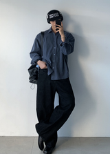 Meir Premium Adult Three-Needle Curved Wide Denim Pants