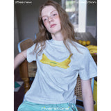 Riverstone Plus Blurred Fruit Print Women Ice Cool Antibacterial Loose Short Sleeve T-Shirt, New Summer Tee