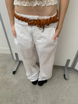 Wide leather chain belt(2c)