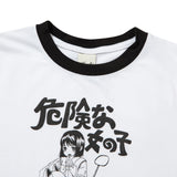 モーターサイクルガールリンガークロップtシャツ