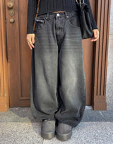Rough Muse Tassel Ball Stud Wide Long Denim Pants