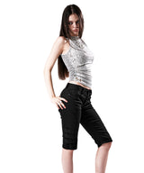 PYTHON SHIRRING SLEEVELESS TOP WHITE