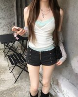 Lace layered mesh top