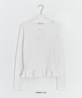 ダロヘンリーネックフリル長袖Tシャツ
