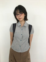 Seersucker キャップスリーブシャツ