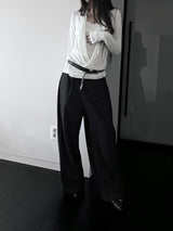 loose V-wrap shirring T (2color)