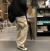 ダブルコットンハーフバンディングワイドパンツ