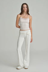 Ballet studio flare line pants, White
