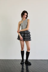 BEBE UNBALANCE SLEEVELESS TOP / GRAY