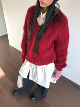 [MD Pick]ウールタッチブラッシュVネックニット (4 Colors)