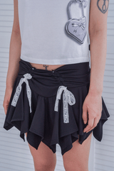 マイクロレーススカートパンツ (Black)