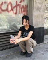 Khaki low boots cut pants