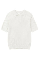 Cable Knit Polo Short Sleeve Tee