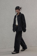 スタッズ付きセルビッジウォッシュデニム - Pants