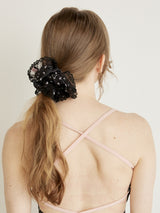 BIG LACE SCRUNCHIE - BLACK