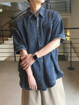  Loose Patch Washed Half Shirt 2C