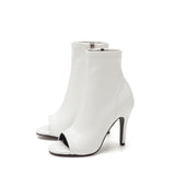Open Toe Slim Ankle Heel(White)