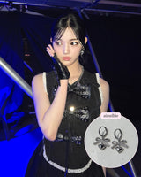 [Hearts2Hearts Yuha Piercing] Coquette Laced Ribbon and Heart Huggies Piercing