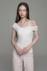 Soft blend layered top, White