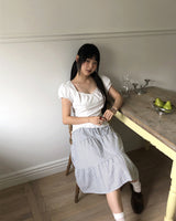 Kamming Sheepskin Check Cancan Banding Midi Skirt