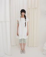 COUNTRY FLARE LINEN DRESS / WHITE