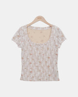 Kyujeun Lace Floral Short Sleeve T-Shirt