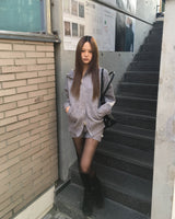 Grey knit hood jumper set