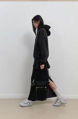 Layered Wool Skirt / Black