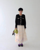 Color-Blocked Chain Tweed Jacket