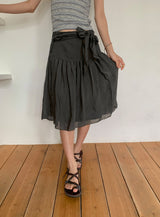 Maruo Chiffon Ruffle Strap Midi Skirt